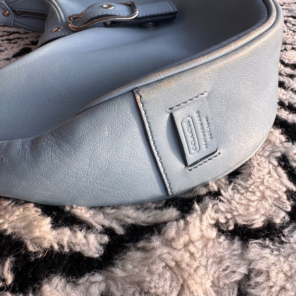 Coach Baby Blue Leather Crescent Shoulder Bag - Picture 6 of 7